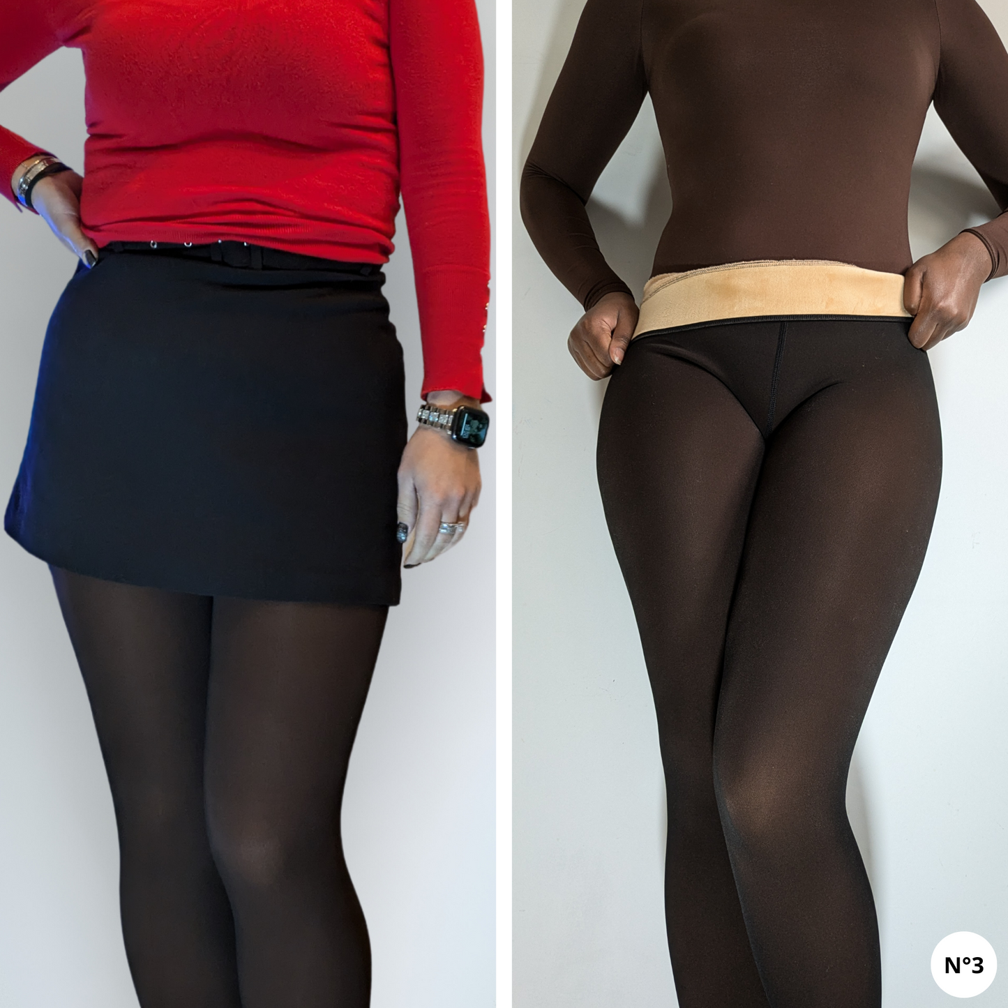 Translucent Brown Fleece Winter Tights - Brunde